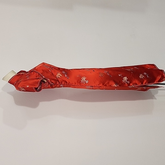 Vintage Dress Chinese Asian Qipao Cheongsam Satin Side Slit Red Size M - Picture 8 of 17